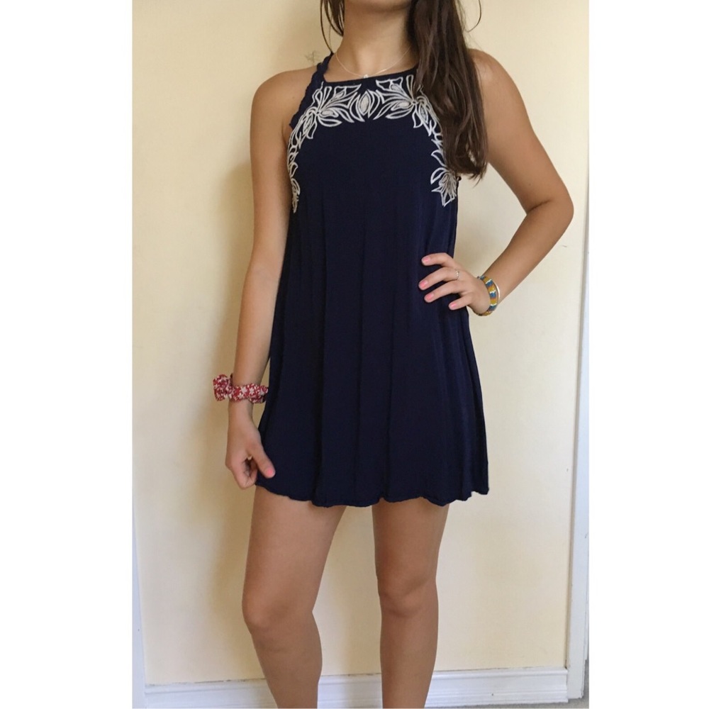 Navy Blue Halter Dress